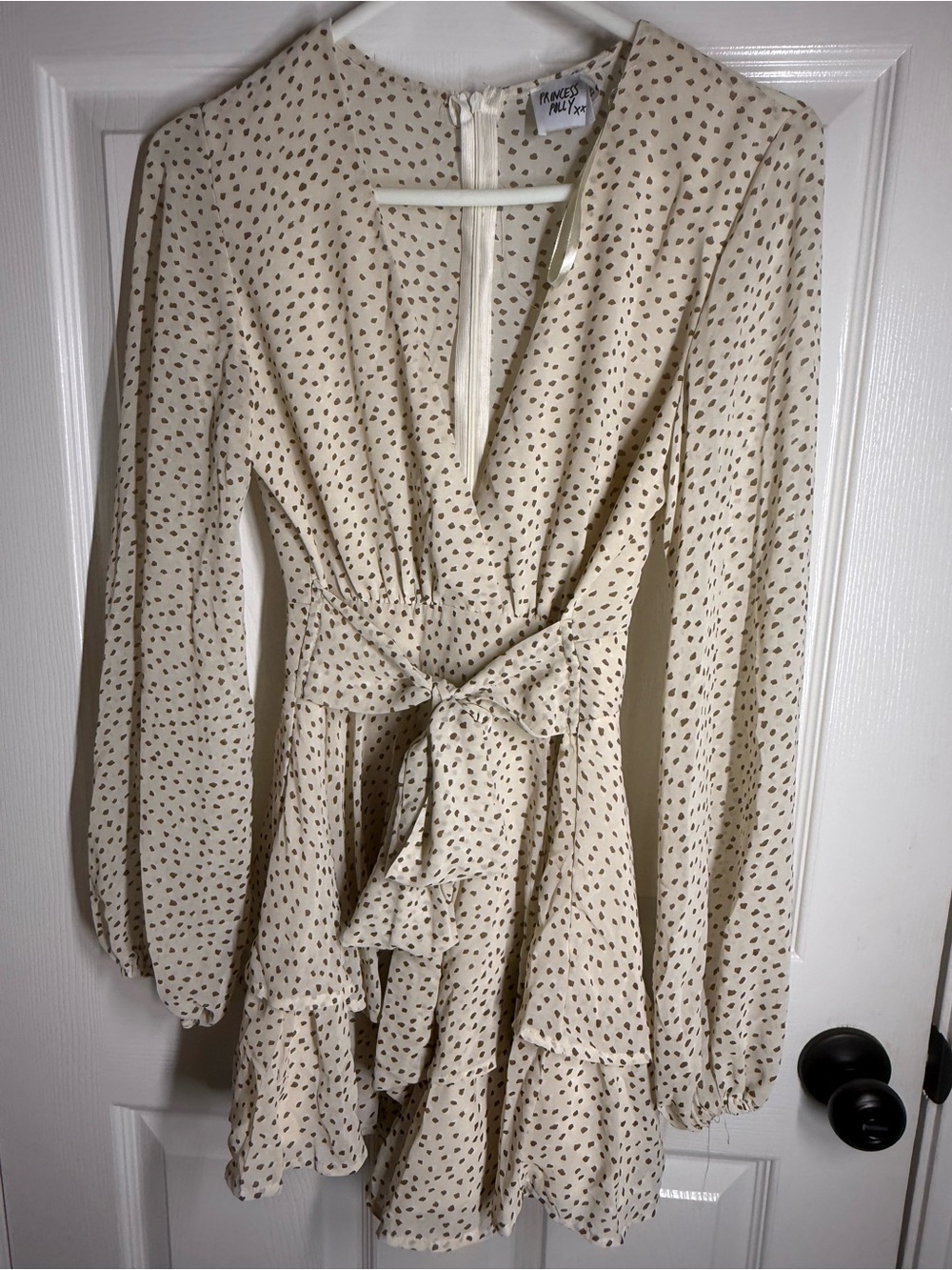 Princess Polly Cream Dress with Brown Spot Print